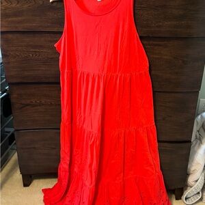 J. Crew Factory Red Tiered Maxi Sundress